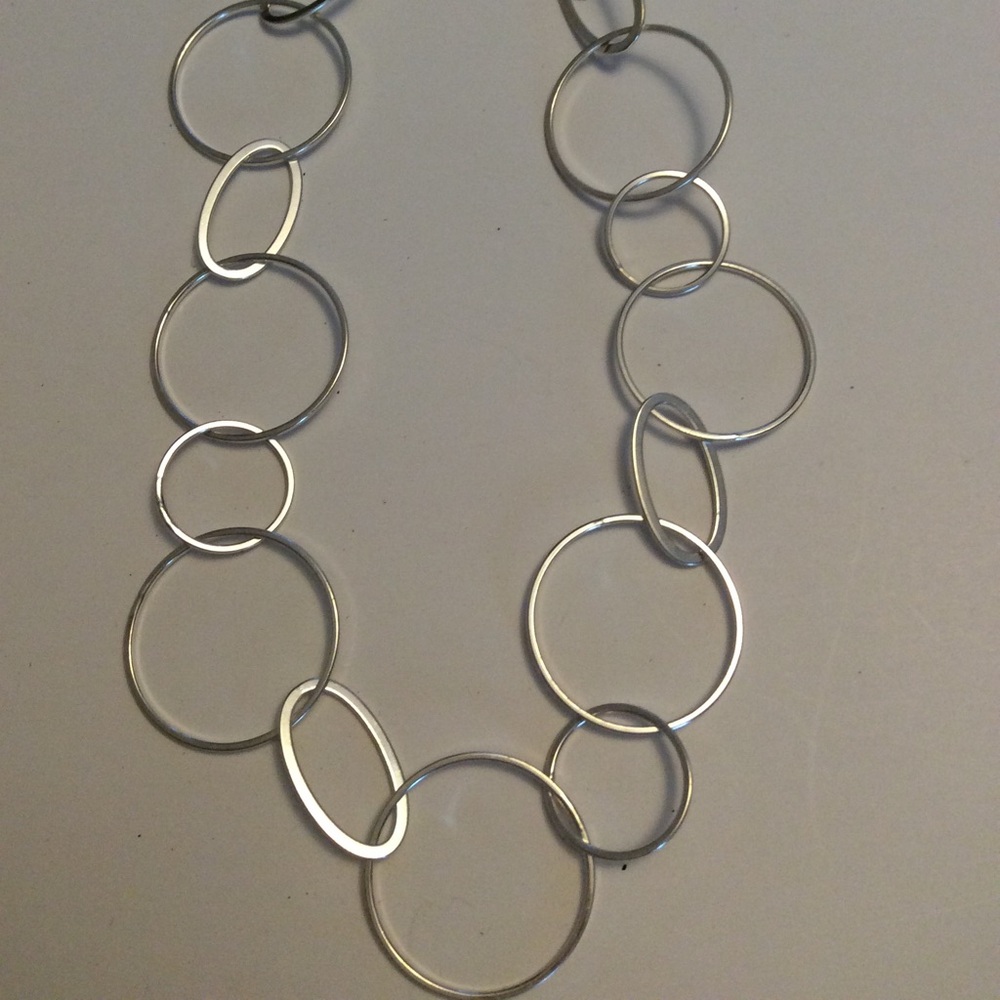 Express women’s silver tone large loop necklace br